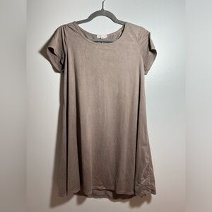 Socialite Suede knee length taupe nude colored Dress  size Medium